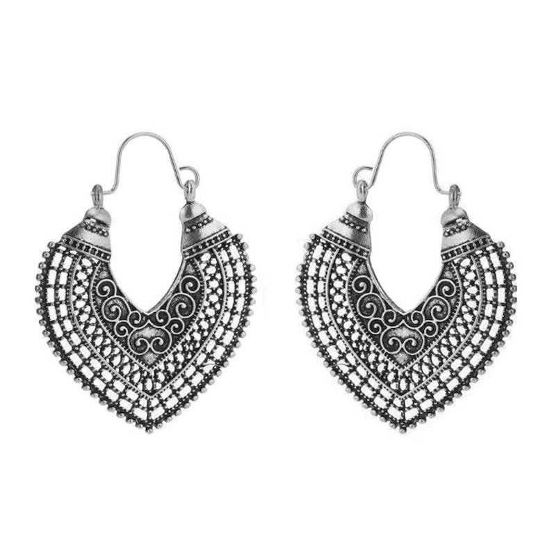 New Bohemian Summer Beach Cut Out Vintage Style Ethnic Drop Hoop Earrings